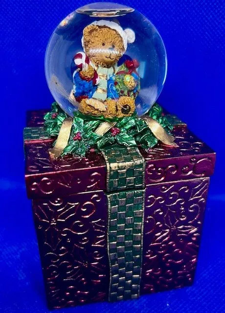 Kirkland Signature Christmas Snow Globe Box Teddy Bear w/ Interchangeable Top