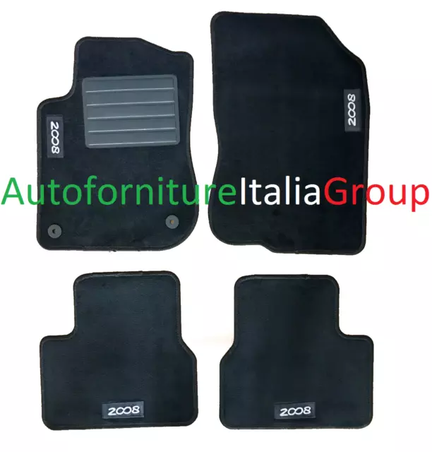 Tappetini auto in moquette su misura 4 loghi 2 fix per PG 2008 dal 2013>