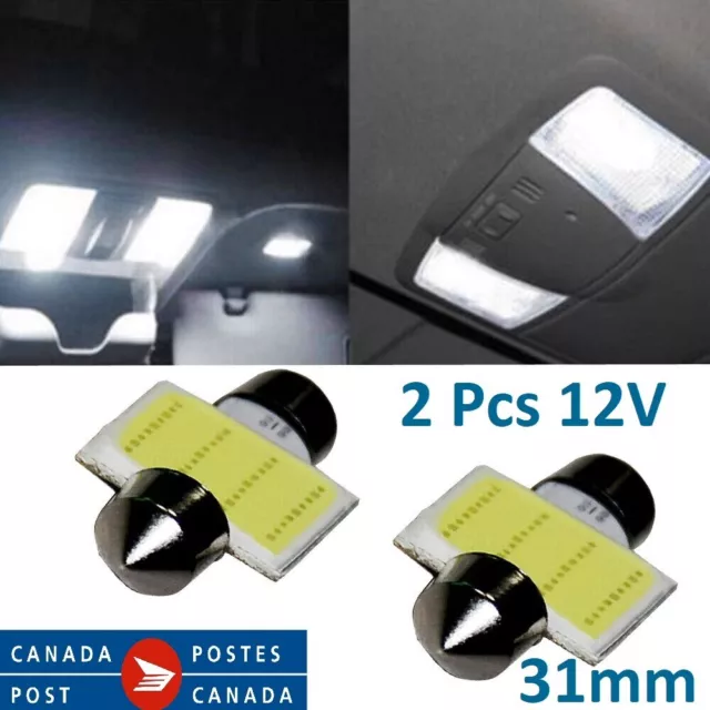 2x 31mm White DE3175 12chips COB LED Bulbs For Car Interior Dome Map Lights Lamp