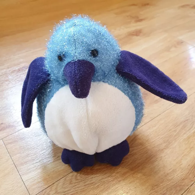 Russ Berrie Blue Penguin Plush Soft Toy Sparkly Comforter Bird Chick 7.5 inches