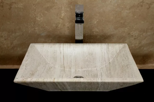 Natural Stone Sink - Rustic Travertine Marble - Hand Carved Vessel Sink - Vanity 3