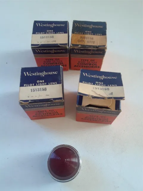 NOS Lot of 4 Westinghouse Pilot Light Lens #1513158 - Red - Beehive Design