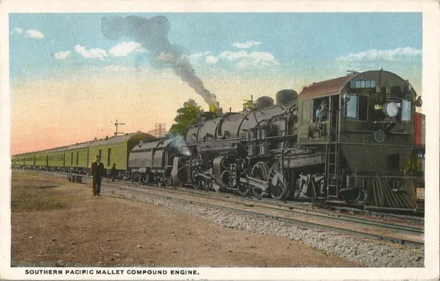 Postcard Southern Pacific Mallet Compound Engine Railroad Trains 1944