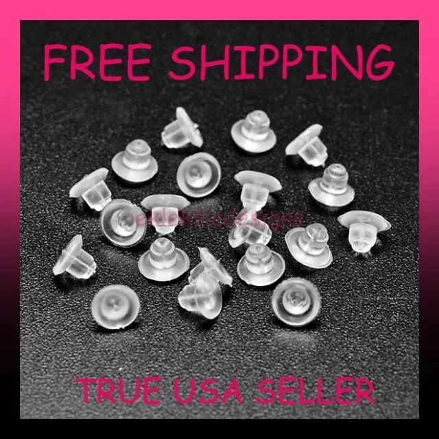 7mm x 5mm 50pcs Clear Rubber Plastic Disc Earring Backs Stopper EarNuts FREESHIP