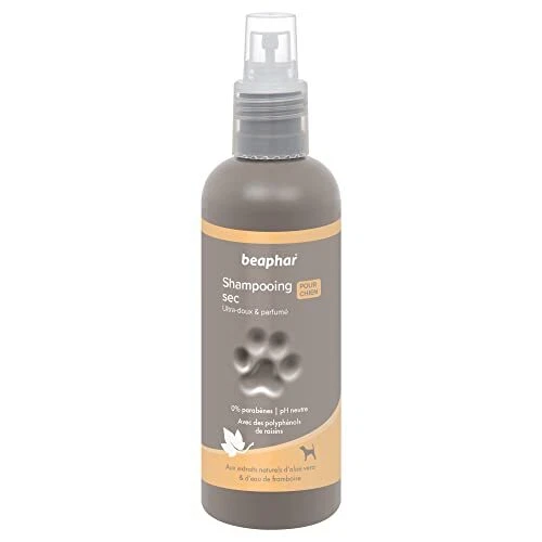 BEAPHAR  Spray Shampoing Sec ultra-doux pour chien  Extraits naturels d'Aloe V