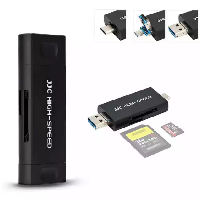 JJC Lettore SD/MicroSD e type C USB 3.1 card reader