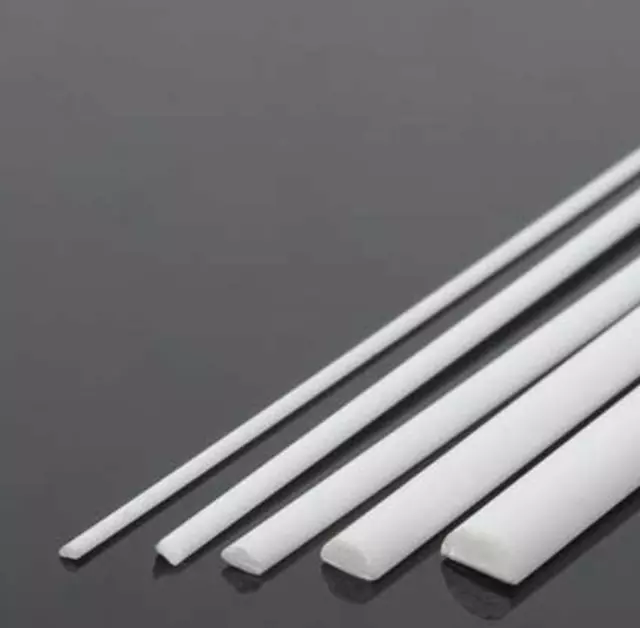 20pcs ABS Styrene Plastic Half Round Bar Rod 1mm Dia. 9.85" Long White