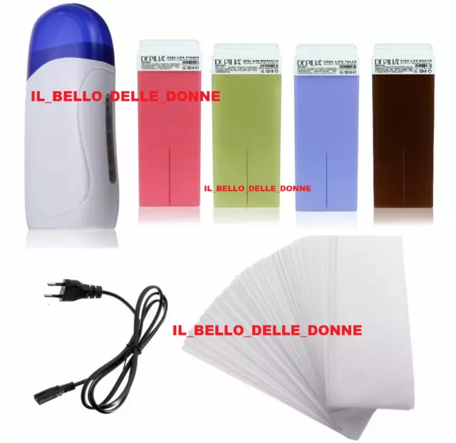 Set Depilazione Rullo Scalda Cera Cera 100 Strisce Depilazione Depilare Ceretta