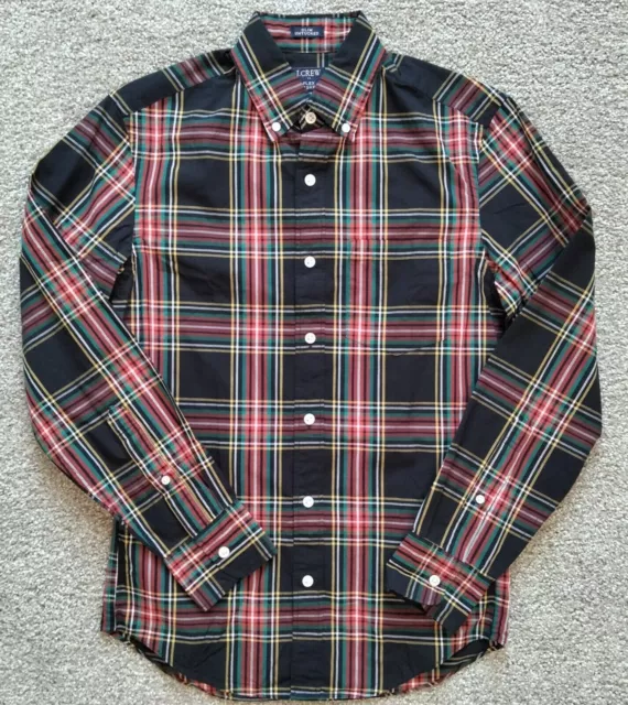 NWT Sz XS Men's JCrew Factory Stewart Tartan Plaid Button Down Shirt Flex Washed