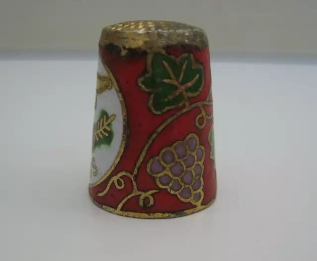 Vintage thimble, Cloisonné Thimble, Enamel on brass thimble, Cyprus 3