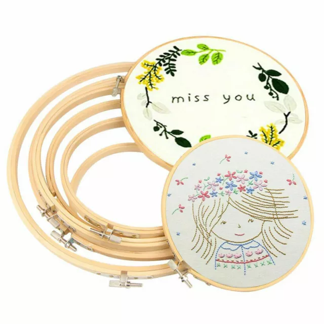 Wooden Cross Stitch Machine Embroidery Hoop Ring Bamboo Sewing Tools 10~36CM 3