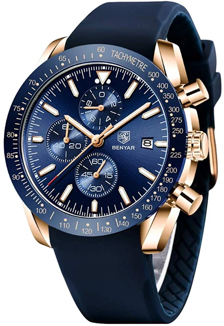 BENYAR - Stylish Wrist Watch for Men, Genuine Silicone Strap Watches, Perfect Qu BENYAR - Stylish Wrist Watch for Men, Genuine Silicone Strap Watches, Perfect Qu
