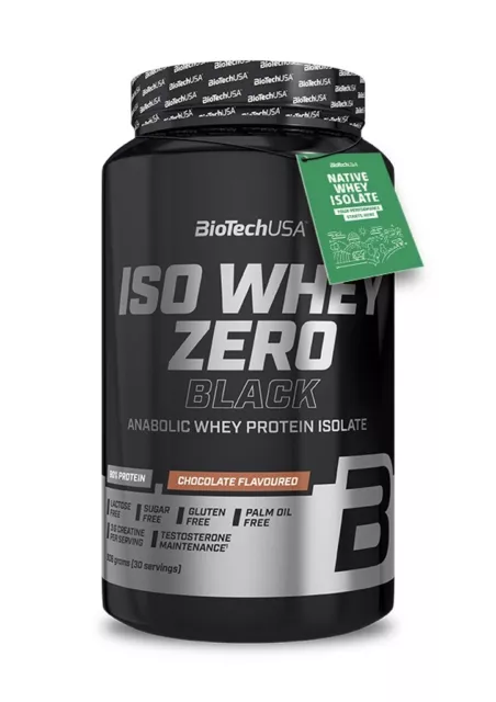 (46,04 EUR / KG) Biotech USA Iso Whey Zero Black - 908g Dose mit Creatin !