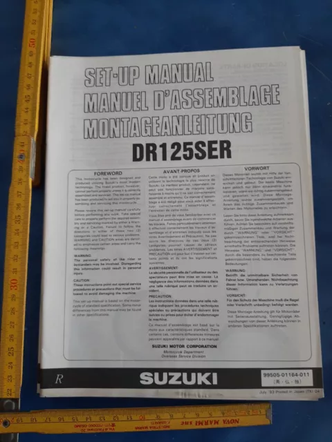 Suzuki Dr 125 Ser 1993 Manuale Officina In Ingl. Fr Td Uso Manutenzione Libretto