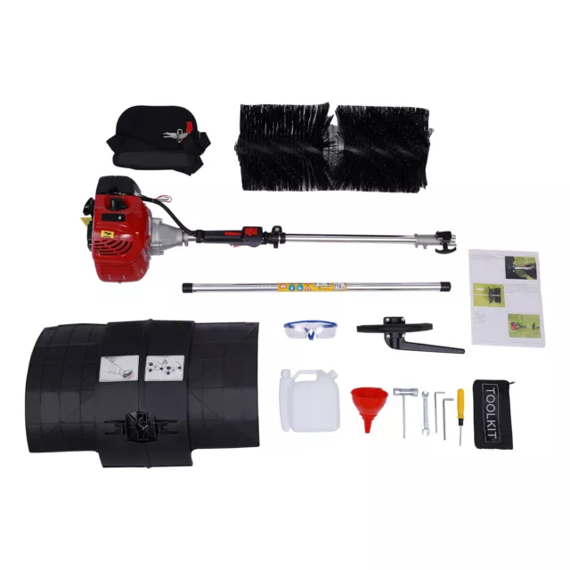 2.3HP 52CC Gas-Powered Handheld Sweeper Nylon Broom Driveway Turf Snow Cleaning
