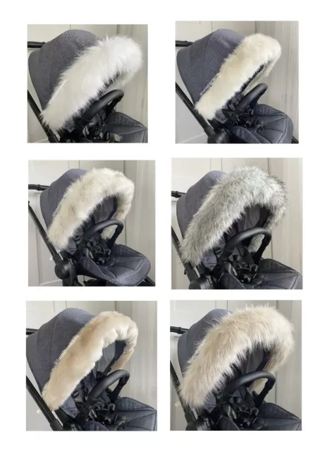 The Original Luxury Universal Faux Fur Pram Hood Trim - Buggy Stroller Accessory