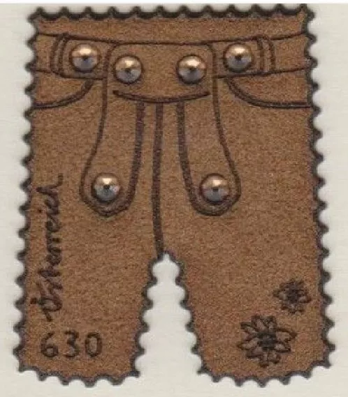 Sondermarke/Österreich  " Lederhose - Alcantarale. " gültige Frankatur € 6,30 .-
