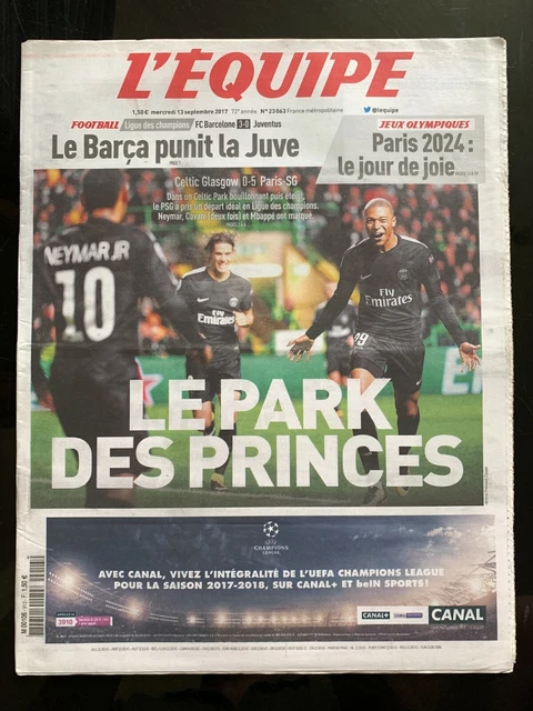 L'EQUIPE JOURNAL 13/09/2017; Ligue des champions; FC Barcelone-Juventus