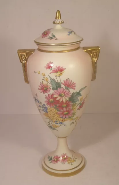 Royal Worcester Blush Ivory Golden Bouquet 10.25" Lidded Vase Ltd Edition Of 200