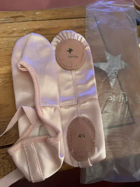 Starlite Split Sole Pink Satin  Ballet Shoes Size 4 1/2 NEW