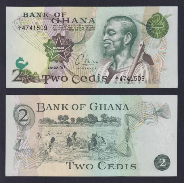 Ghana 2 Cedis 1977 P 14c Fds / UNC B-10