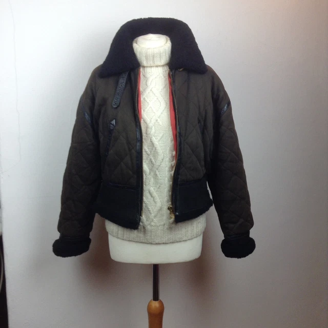 VINTAGE KENZO AVIATEUR Bomber Veste Femme Shearling Peau de Mouton