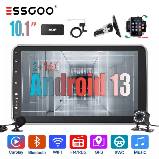 10" Android 13 DAB+ Autoradio 1 DIN GPS Nav WIFI Drehbar Bildschirm +Kamera MIK