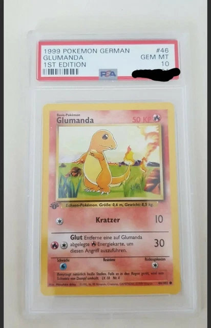 Pokemon Glumanda Charmander 1. Edition Base Set PSA 10 Gem Mint