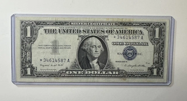 VINTAGE star $1 SILVER CERTIFICATE 1957-A ONE DOLLAR BILL WASHINGTON BLUE SEAL