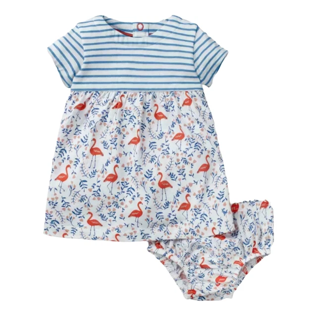 New 2 Pcs BABY MINI BODEN Size 18 - 24 MONTHS Flamingo Jersey Dress Knickers Set