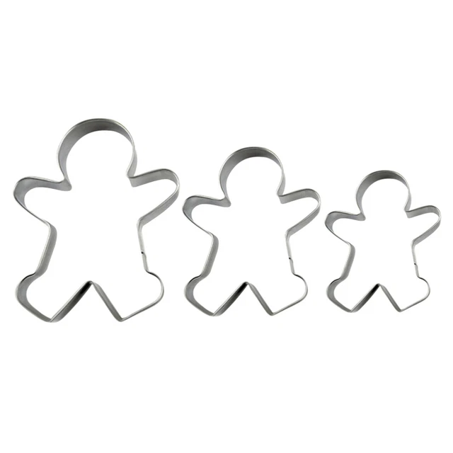 Lot De 3 Emporte-Pièces Bonhomme Pain D'Épices En Acier Inoxydable - 3 Tailles, Pour Biscuits, Pâtisserie, DIY