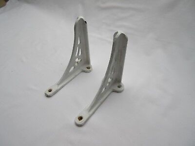 2 antique ? vintage old over painted small cast iron ornate brackets