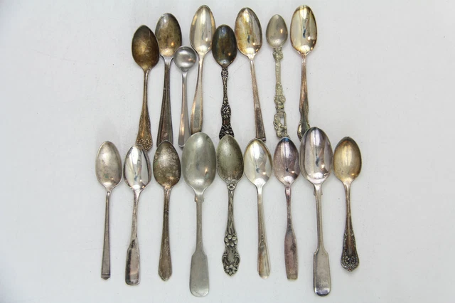 17x DEMITASSE SPOON FLATWARE SILVERPLATE LOT VINTAGE CRAFT REUSE REPURPOSE