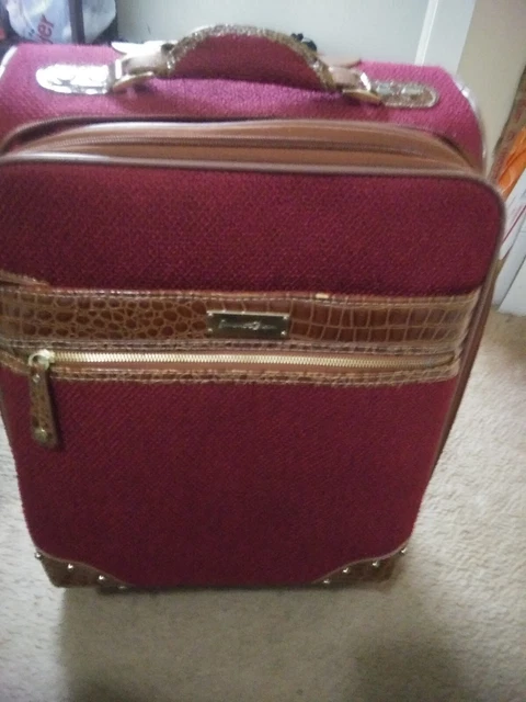Samantha Brown Vntg Croco Embossed 21" Rolling Bag Carry On Luggage Burgandy VGC 2