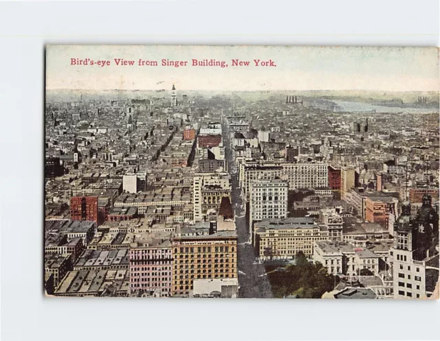 Postcard Aerial View from Singer Building New York USA North America