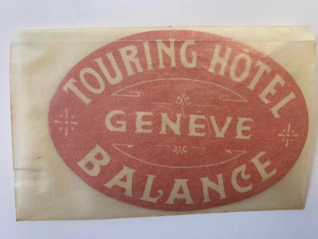 Vintage 1930s Touring Hotel Balance Geneva Switzerland Original Luggage Label