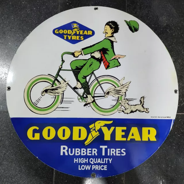 Goodyear Tires Porcelain Enamel Sign 30 Inches Round