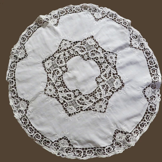 NAPPE RONDE BRODÉE en coton et ses 8 serviettes assorties 1.62 m NOUVEAUTE EUR 16,50 - FR