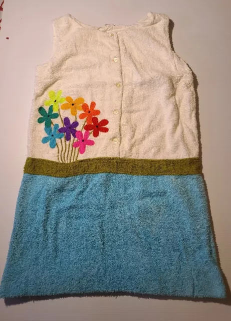 VTG 60s Terry Cloth DeWeese Design Coverup Dress Sz 16 Made California Flowers