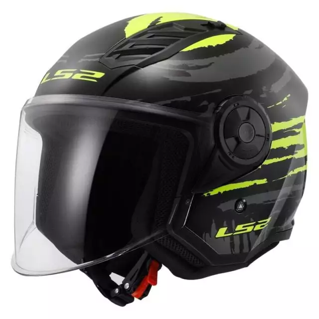 LS2 OF616 Airflow II Brush Black H-V Yellow Jet Helmet -  Livraison gratuite!