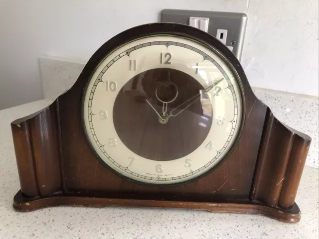 Vintage Smiths Sectric Mantle Clock Mains Electric Wooden Case Bakelite back Vgc
