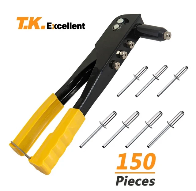 360dg Pop Riveter HEAVY DUTY RIVETER Set,Pop Rivet Gun and 150Pcs Blind Rivets Assortment ...