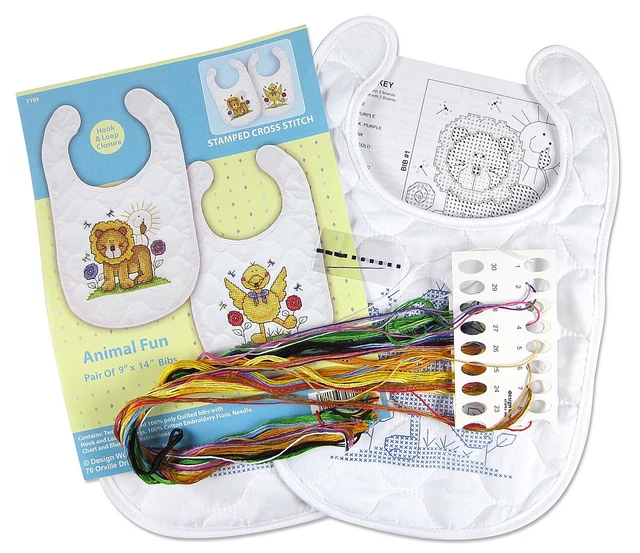 Kit de punto de cruz babera estampada Design Works 9""X14"" 2/paquete-ABC diversión -DW7105