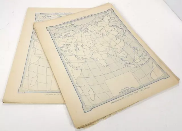 Vtg 45+ 1928 Cartocraft Outline Maps Asia DENOYER-GEPPERT CO School Student Desk 2