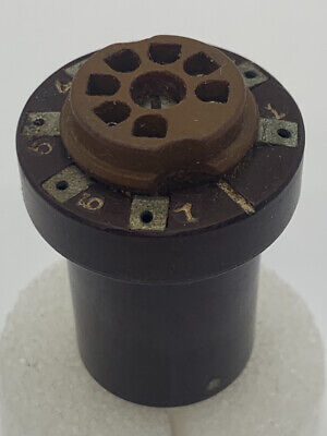 (1) Vintage Vector 7-Pin Vacuum Tube Test Socket Adapter Brown