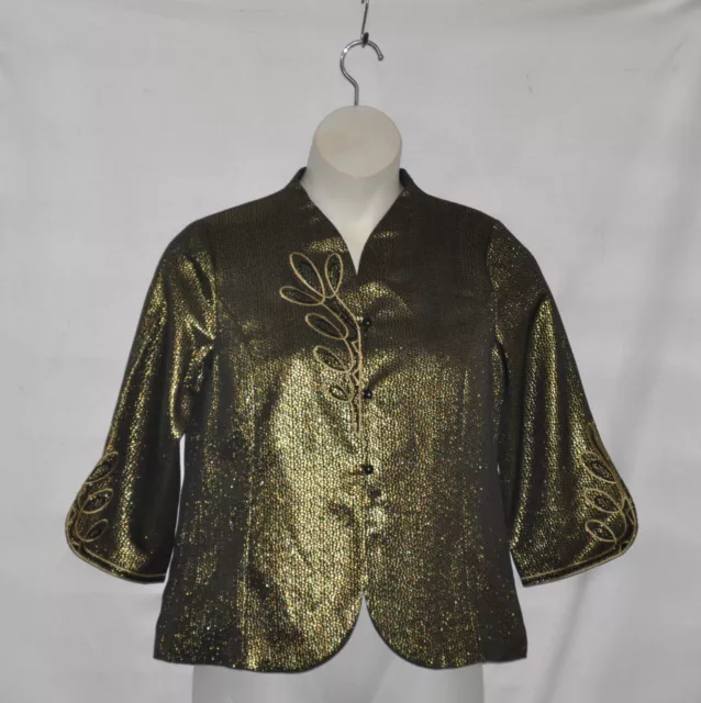 BOB MACKIE BROCADE Jacket with Embroidery Detail Size S-Black $25.99 ...