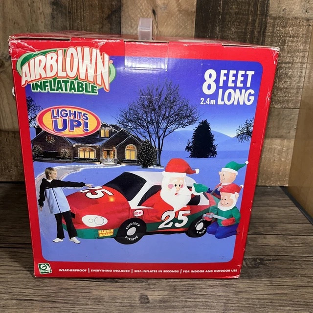 GEMMY AIRBLOWN INFLATABLE Christmas Santa Race Car Lighted Yard