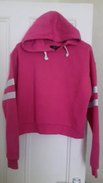 915 Girls Pink & White Fleece Lined Cropped Hoodie - Age 12-13 Years
