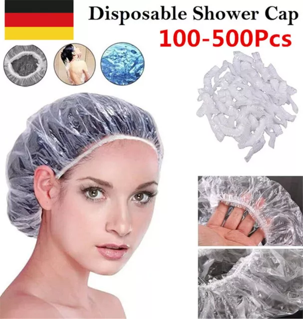 100-500X Duschhauben Einweg Haarschutz_Für Dusche Spa Friseursalon Wasserdichtes