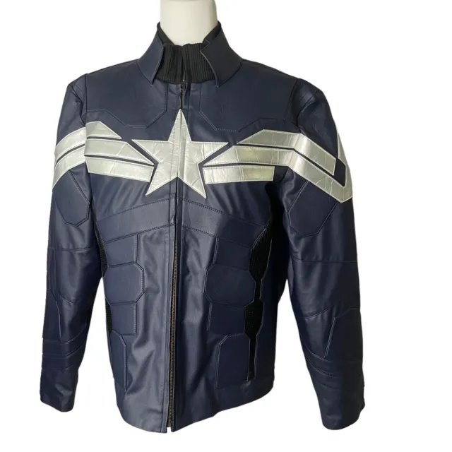 Captain America Winter Soldier Chris Evans Mens Biker FauxLeather Jacket Costume